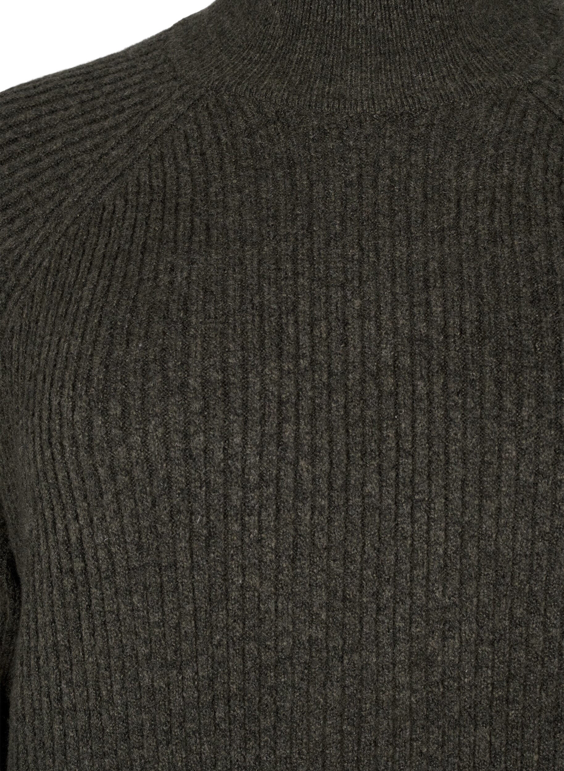 Zizzi L&aring;ng&auml;rmad stickad kl&auml;nning med h&ouml;g hals, Sea Turtle Mel., Packshot image number 2