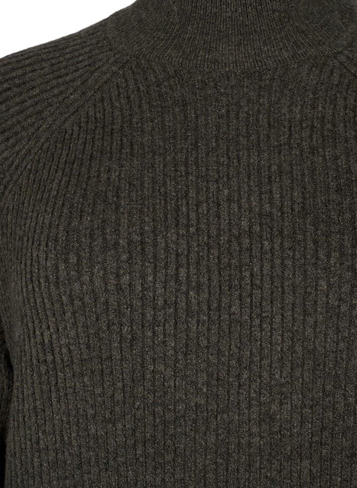 Långärmad stickad klänning med hög hals, Sea Turtle Mel., Packshot image number 2