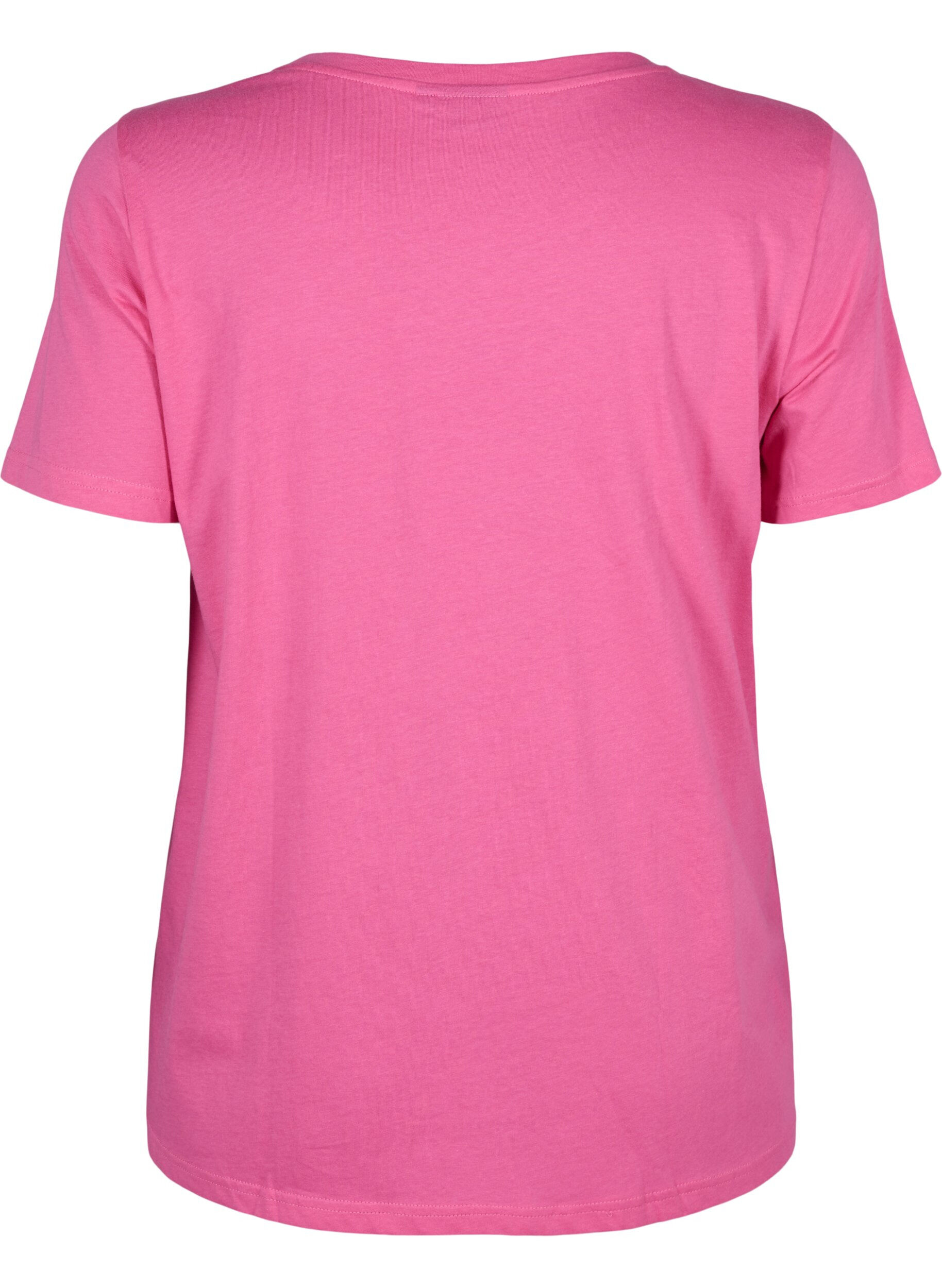 Zizzi T-shirt med textmotiv, Shocking Pink W.Pink, Packshot image number 1