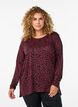 Leopardm&ouml;nstrad blus med l&aring;nga &auml;rmar, M&ouml;rk Bordeaux, Model image number 0