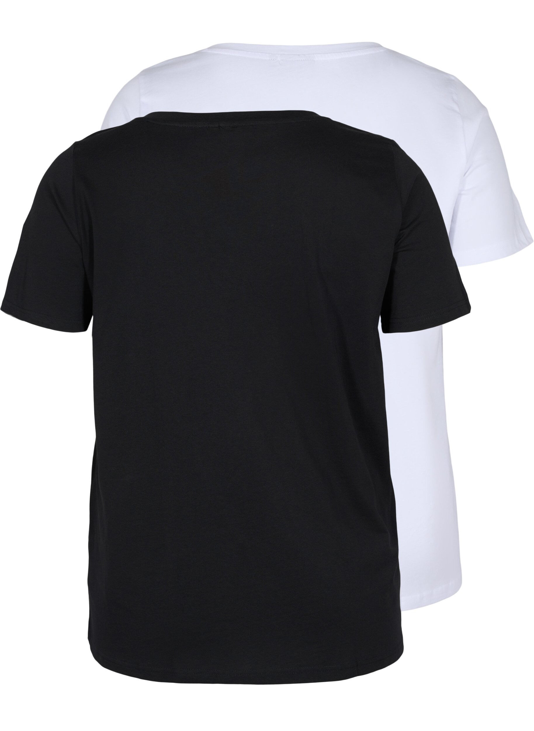 Zizzi 2-pack t-shirt i bomull, Black/Bright W, Packshot image number 1