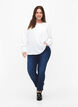 Långärmad blus med textur, Bright White, Model image number 2