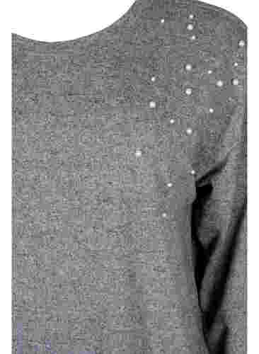 Långärmad tröja med pärlor, Medium Grey Melange, Packshot image number 2