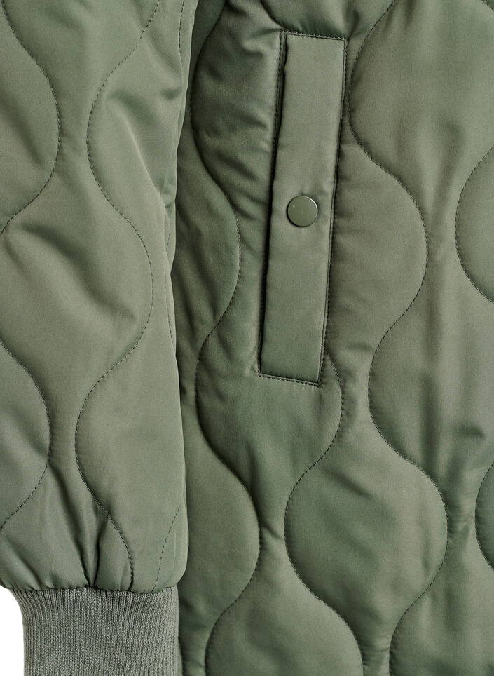 Mell&aring;ng quiltad jacka med huva, Gr&ouml;n, Packshot image number 3