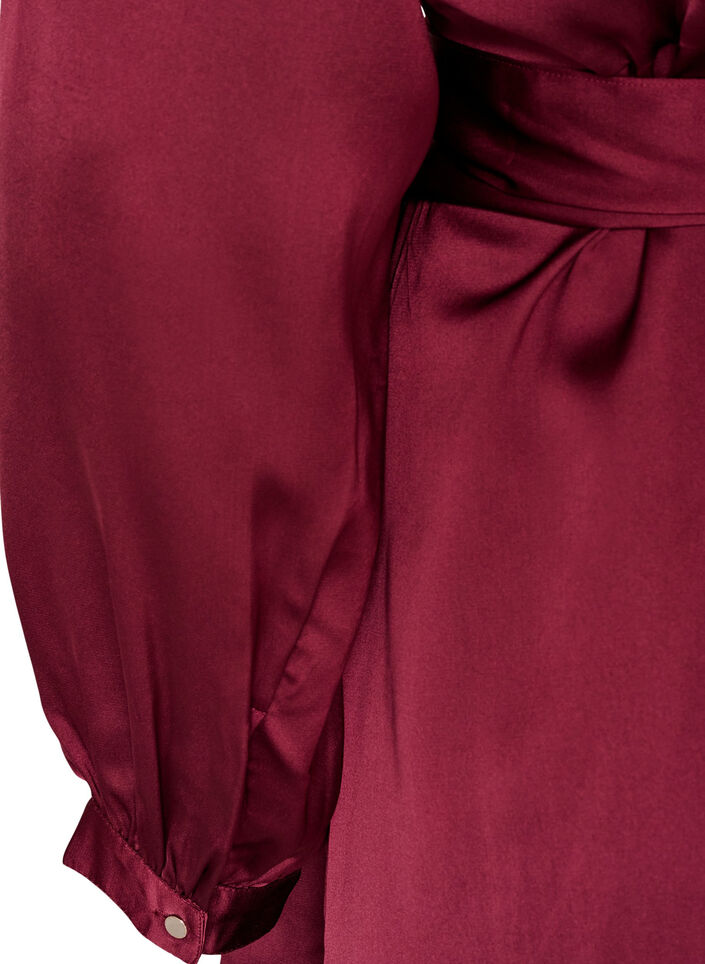 Kort omlottkl&auml;nning i satin, R&ouml;d, Packshot image number 3