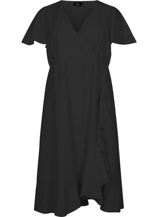 Midiklänning med fladdermusärm, Black, Packshot image number 0