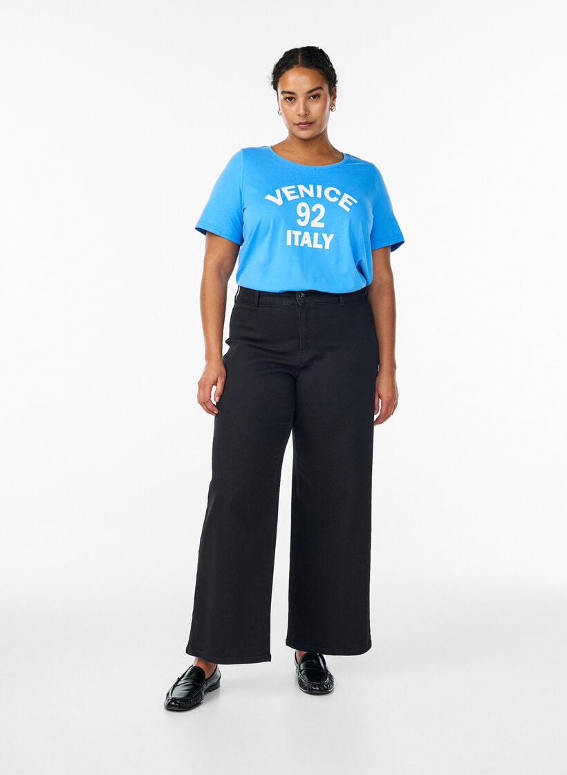 T-shirt med tryck, Bl&aring;, Model image number 1