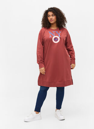Sweatshirtklänning med huva, Apple Butter PRINT, Model image number 2