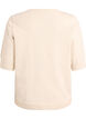 Finstickad blus med korta &auml;rmar, Beige, Packshot image number 1