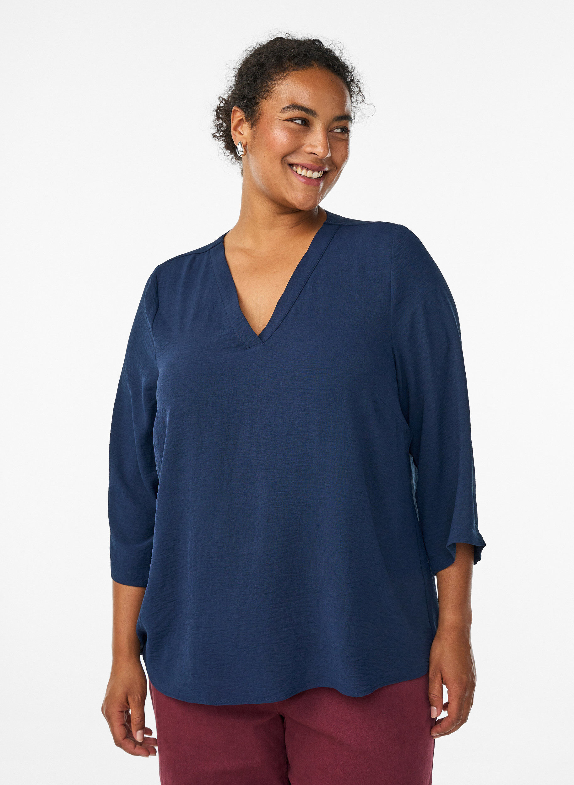Blus med 3/4-&auml;rm, Bl&aring;, Model