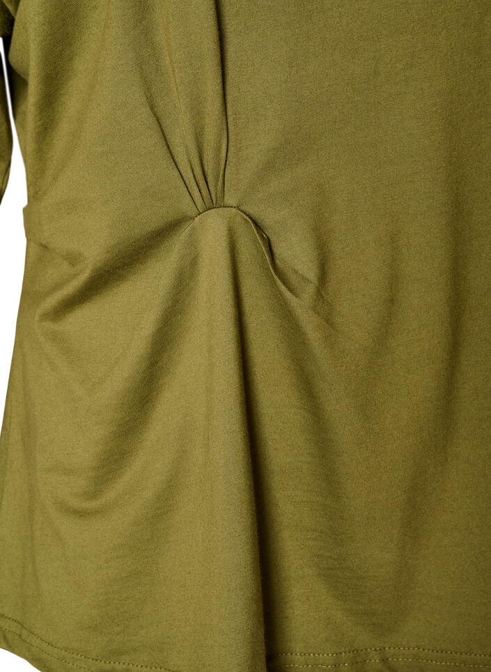 T-shirt med draperad detalj, Gr&ouml;n, Packshot image number 3