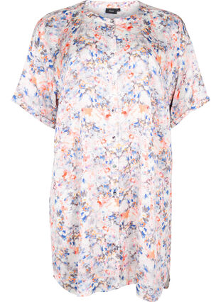 Tryckt skjortklänning med knappöppning, B.White graphic AOP, Packshot image number 0