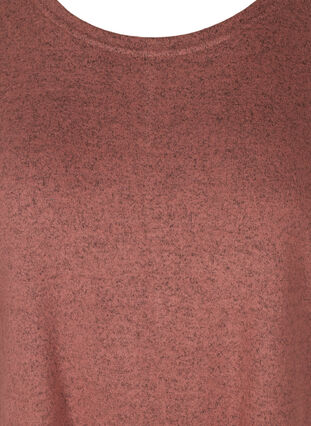 Melerad blus med justerbar fåll, Burlwood Melange , Packshot image number 2