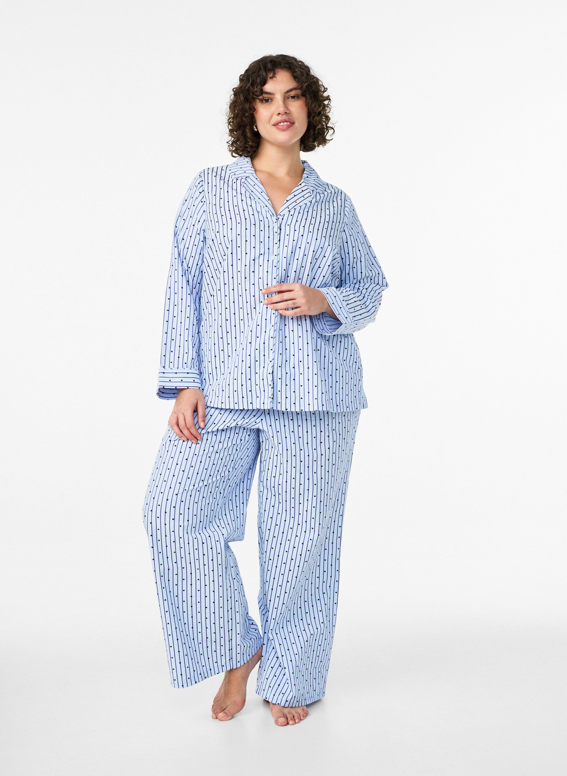 L&ouml;sa pyjamasbyxor i seersucker med h&ouml;g midja, Bl&aring;, Model