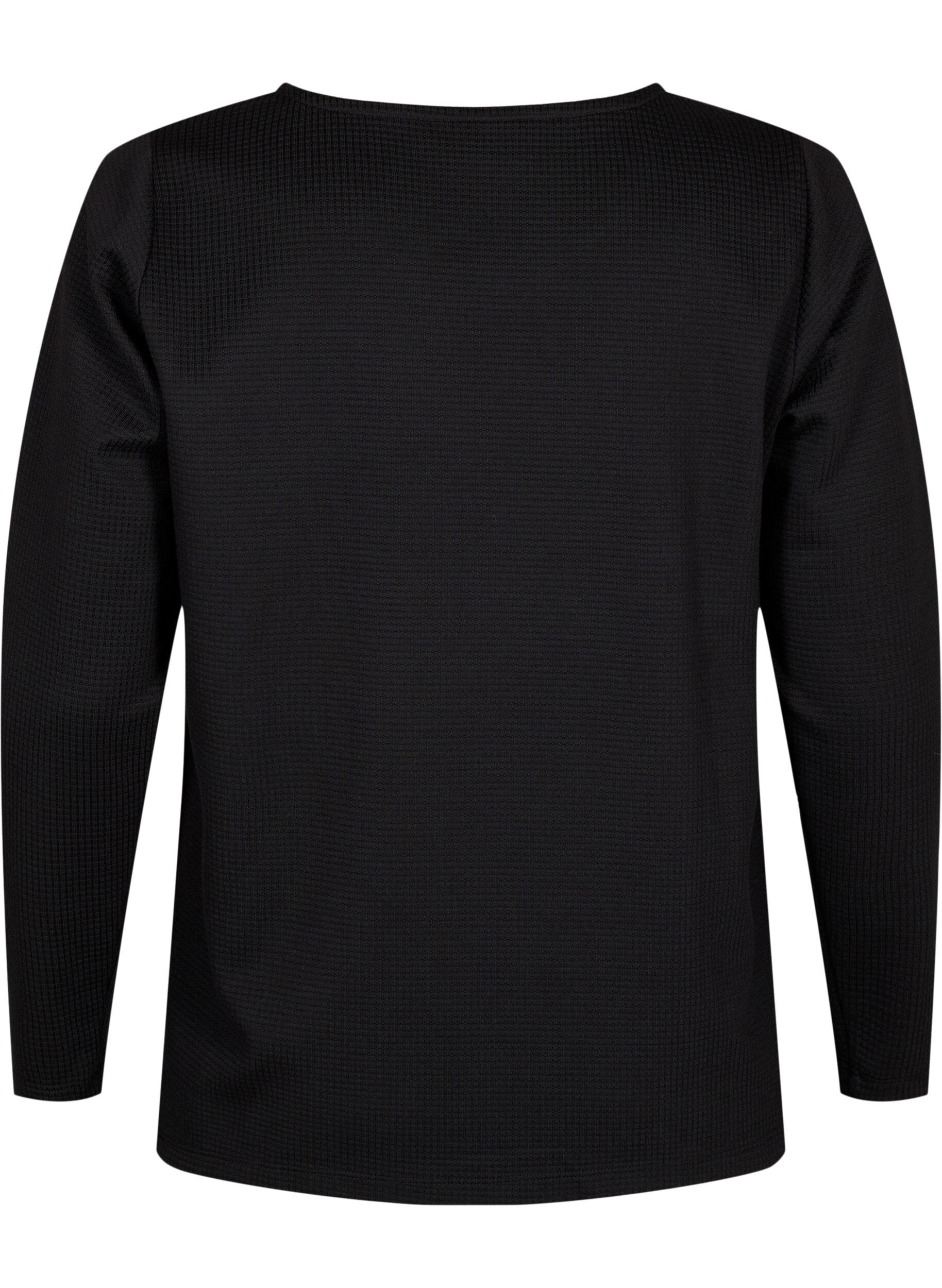 Zizzi A-linjeformad blus med textur, Black, Packshot image number 1
