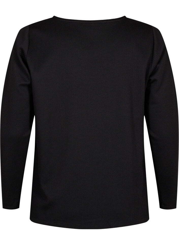 A-linjeformad blus med textur, Black, Packshot image number 1