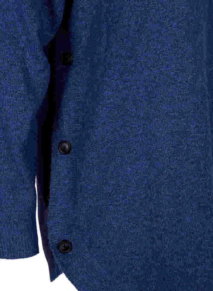 Stickad tröja med knappdetaljer, Navy Blazer Mel., Packshot image number 3