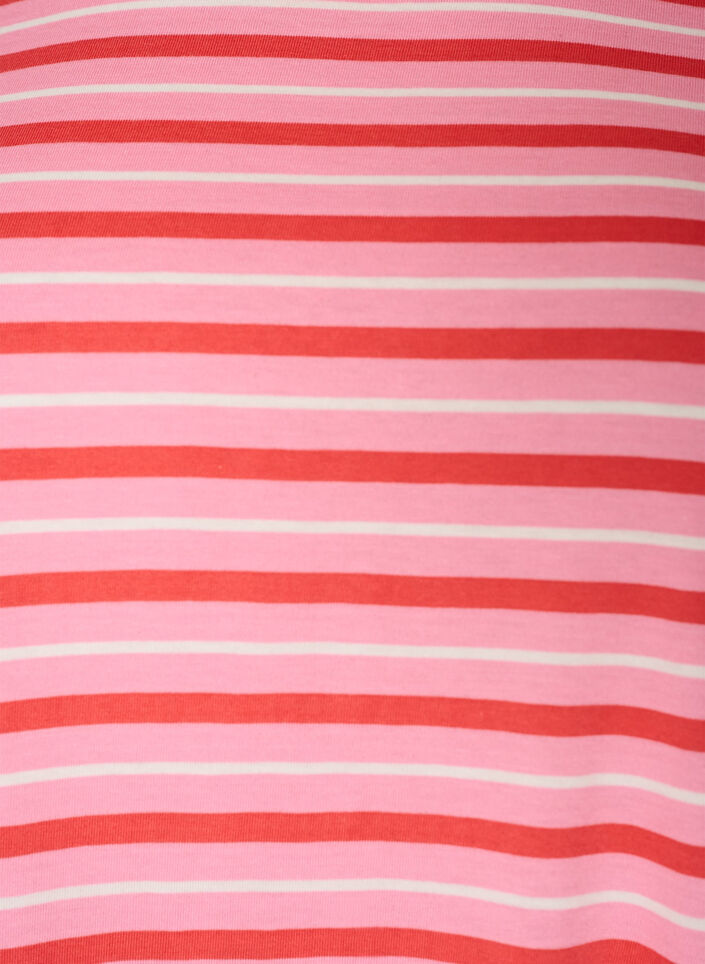 L&aring;ng oversized randig t-shirt i ekologisk bomull, Rosa, Packshot image number 2