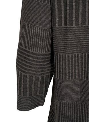 Blus med trekvartsärm och randigt mönster, Dark Grey Melange, Packshot image number 3