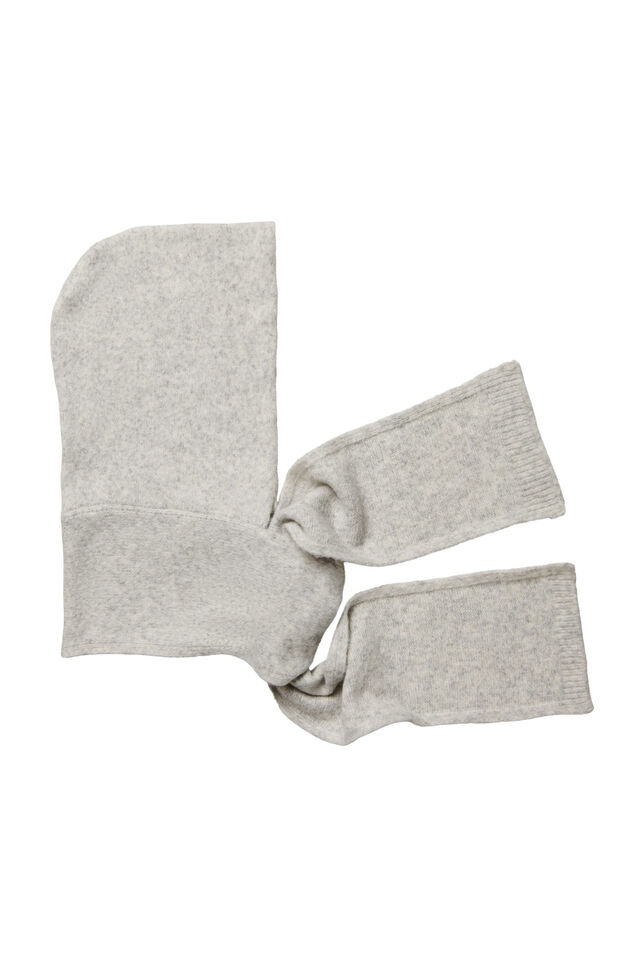Stickad halsduk med huva, Gr&aring;, Packshot image number 0
