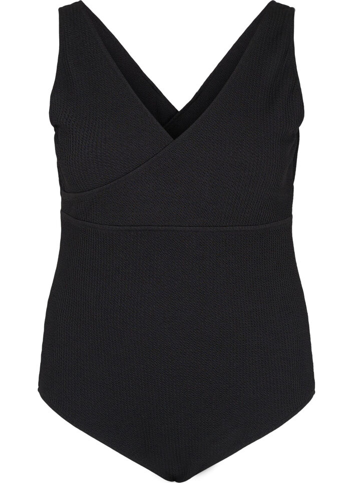 Baddräkt med omlott, Black, Packshot image number 0