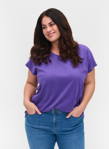 T-shirt i bomullsmix, Ultra Violet, Model image number 0