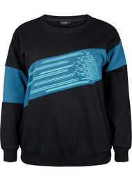 Sweatshirt med sportigt tryck, Black Comb