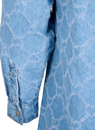 Denimklänning med slitet mönster, Blue denim, Packshot image number 3