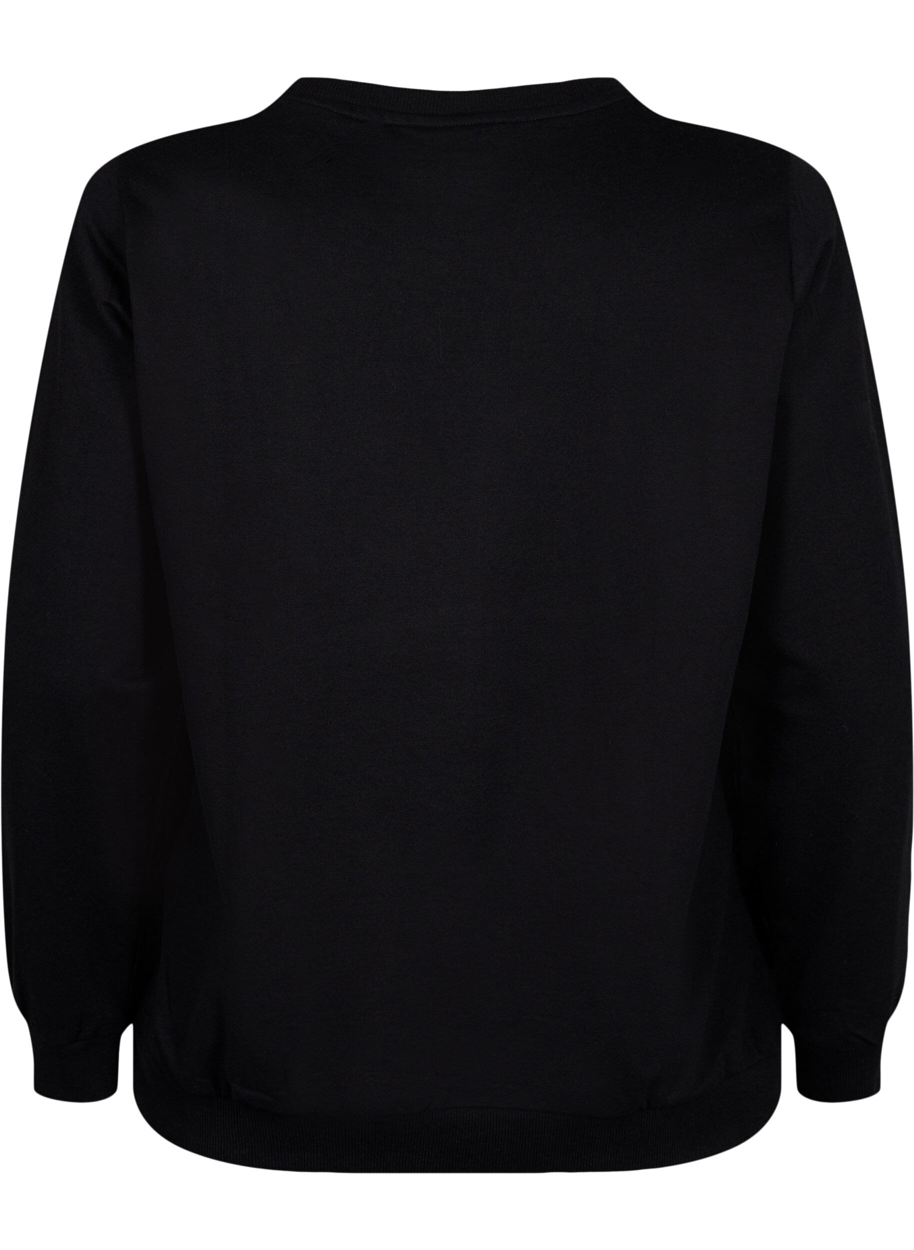 Zizzi Sweatshirt med text, Black W. Reset, Packshot image number 1