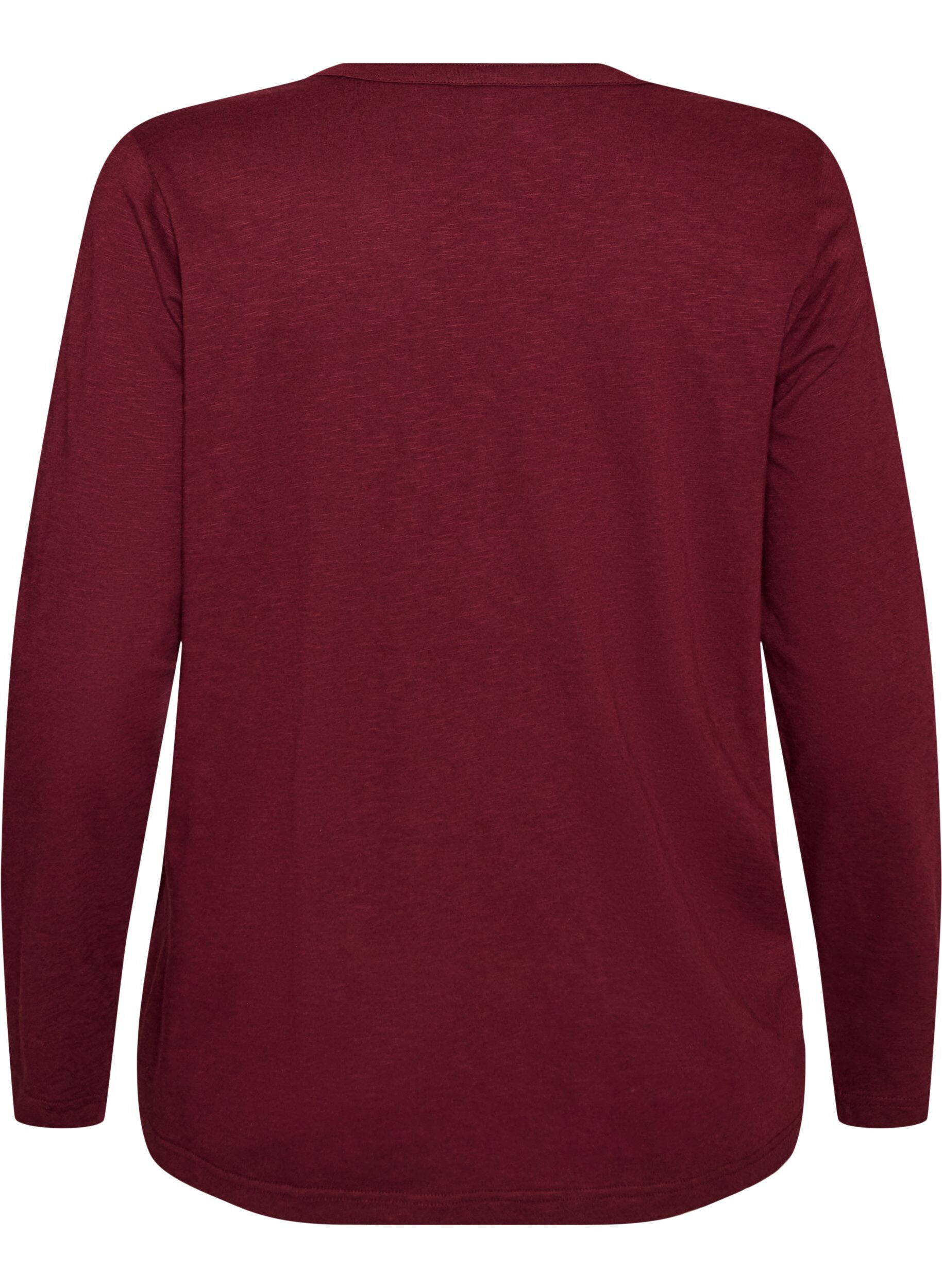 ZizziL&aring;ng&auml;rmad t-shirt med v-ringning och knappar, R&ouml;d, Packshot image number 1