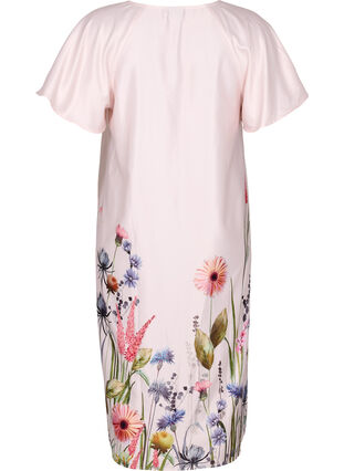 Midiklänning med blommönster och korta ärmar, White Sand, Packshot image number 1