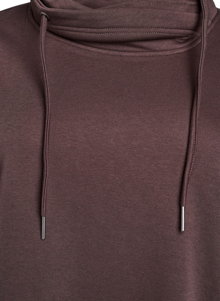 Sweatshirt med h&ouml;g krage och fickor, Brun, Packshot image number 2