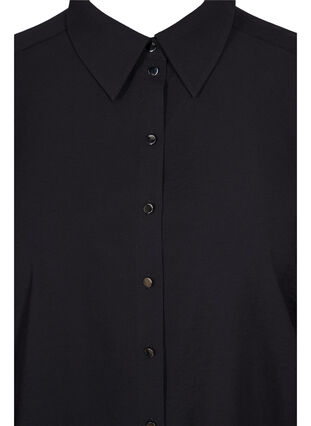 Enfärgad viskosskjorta med långa ärmar, Black, Packshot image number 2