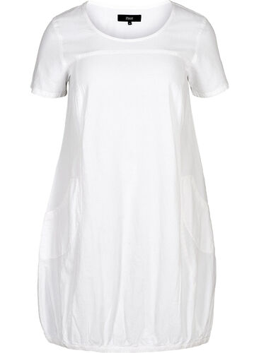 Kortärmad klänning i bomull, White, Packshot image number 0