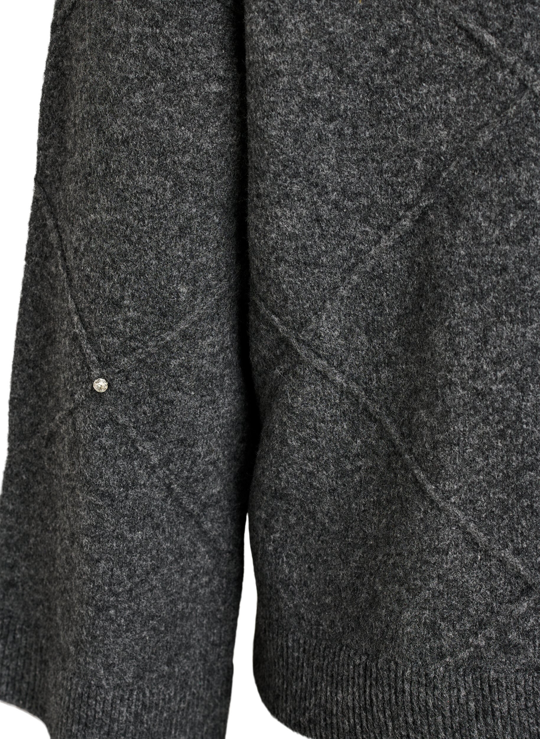 ZizziBlus i stickat med strass och diamantm&ouml;nster, Gr&aring;, Packshot image number 3
