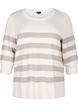 Randig pullover i viskos med 3/4 ärmar, Birch/Simply Taupe, Packshot image number 0