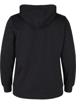 Sweatshirt cardigan med blixtlås och huva, Black, Packshot image number 1
