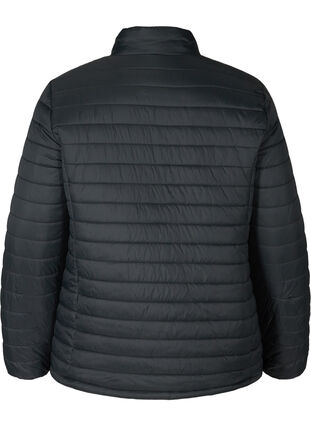 Kort quiltad jacka med blixtlås, Black, Packshot image number 1