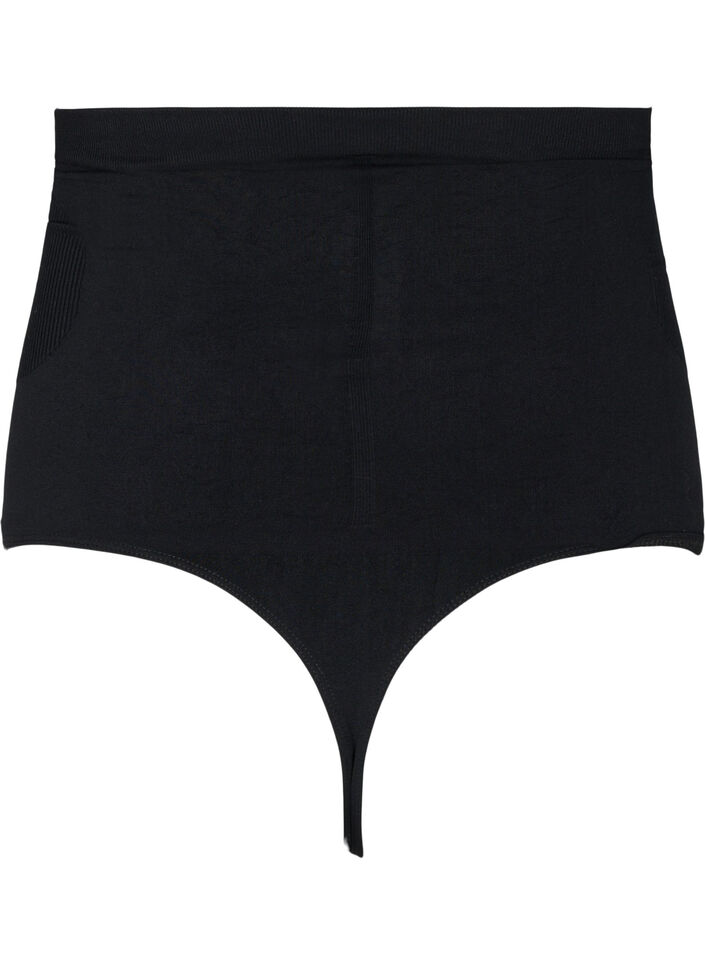 Högmidjade stringtrosor i shapewear, Black, Packshot image number 1