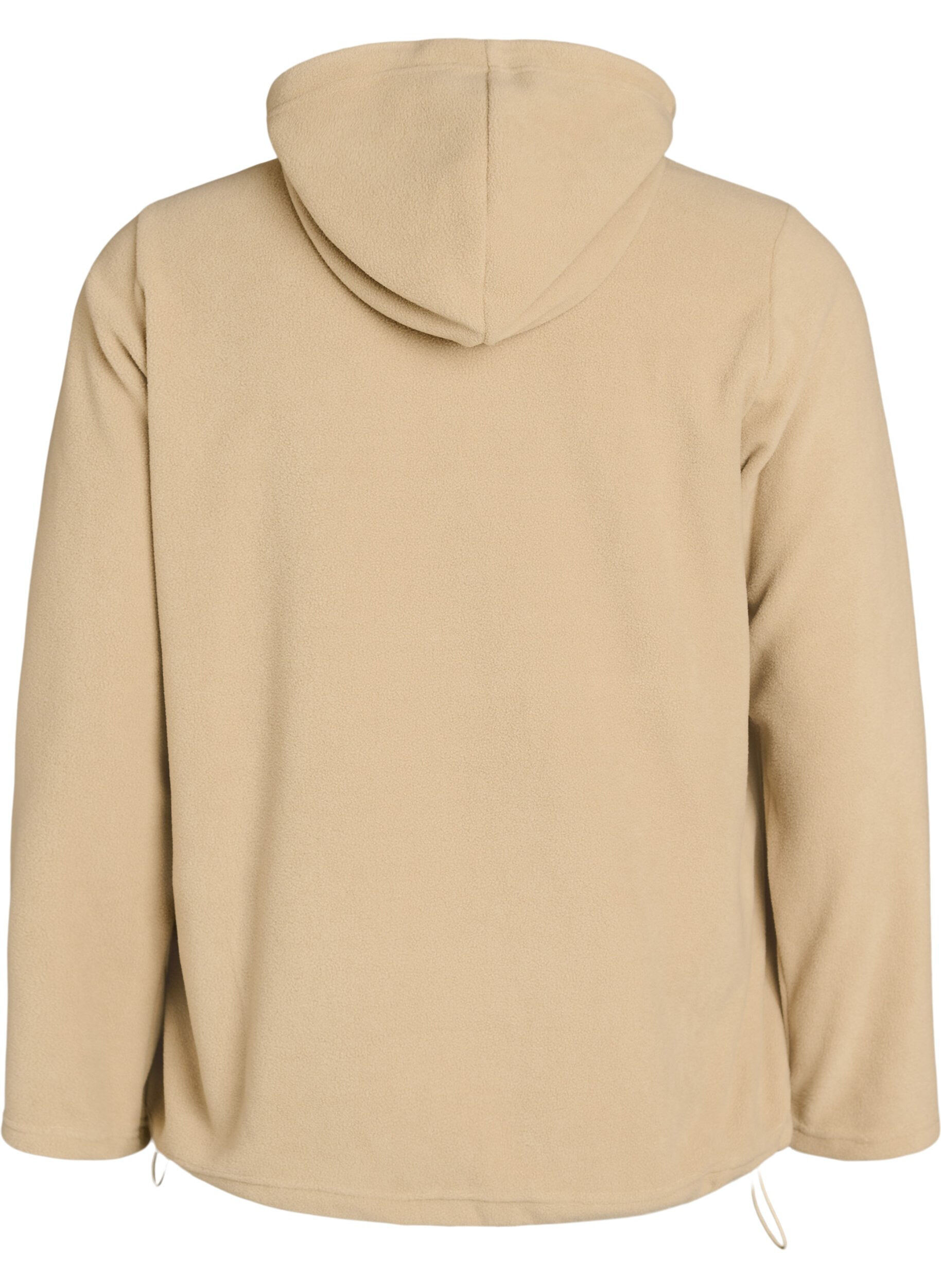 ZizziHuvtr&ouml;ja i fleece med h&ouml;g hals och broderad text, Beige, Packshot image number 1