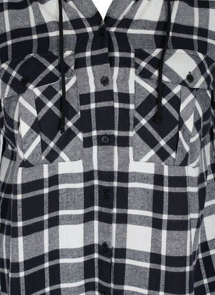 Rutig skjortjacka med huva, Black/White Check, Packshot image number 2