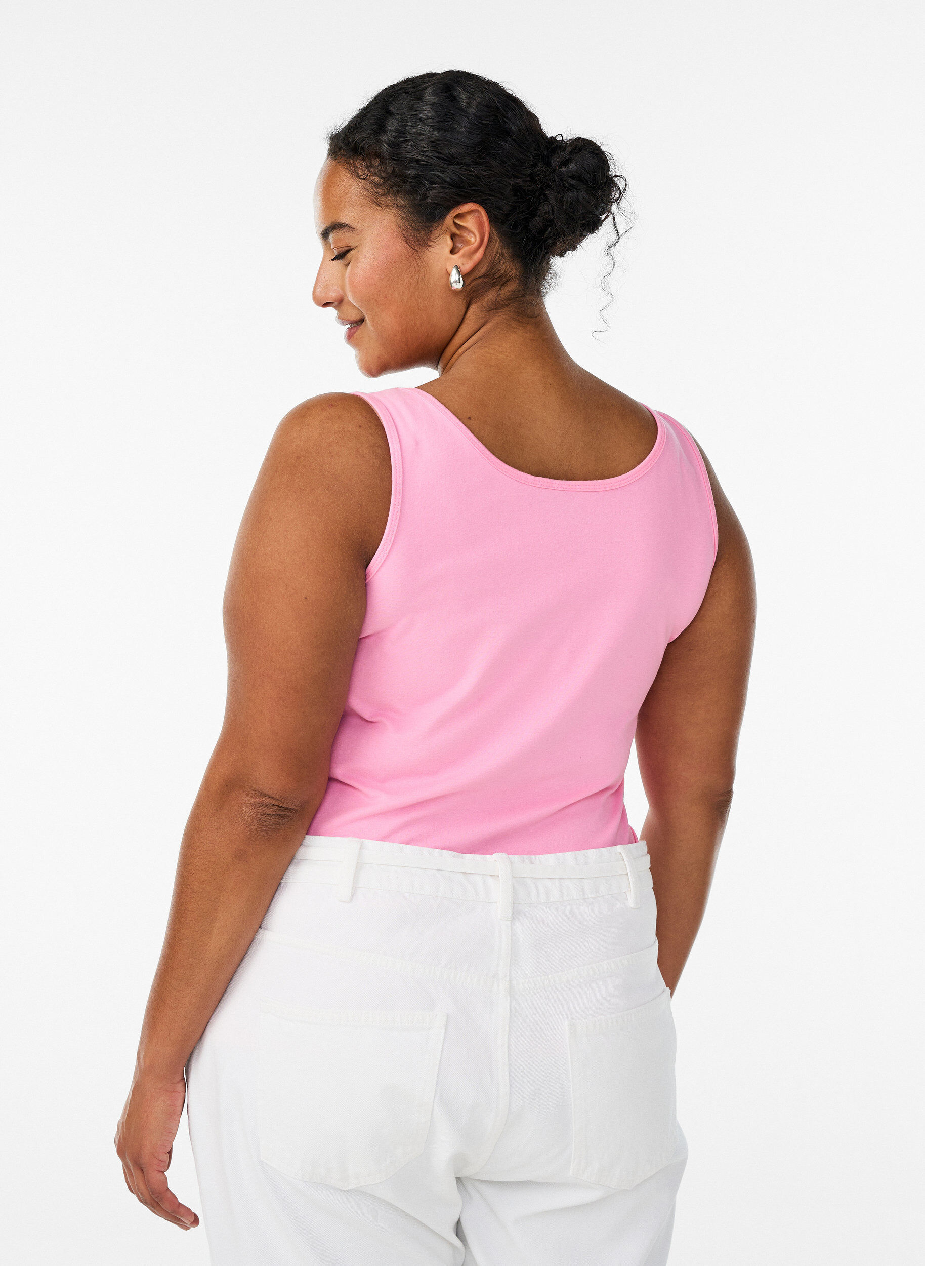 ZizziSolid f&auml;rg bas topp i bomull, Rosa, Model image number 2