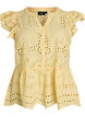&Auml;rml&ouml;s blus i broderie anglaise med volanger, Gul, Packshot image number 0