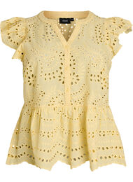 &Auml;rml&ouml;s blus i broderie anglaise med volanger, Gul