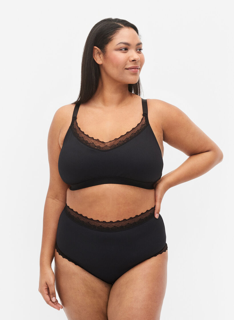 Högmidjade hipsters med spets, Black, Model image number 0