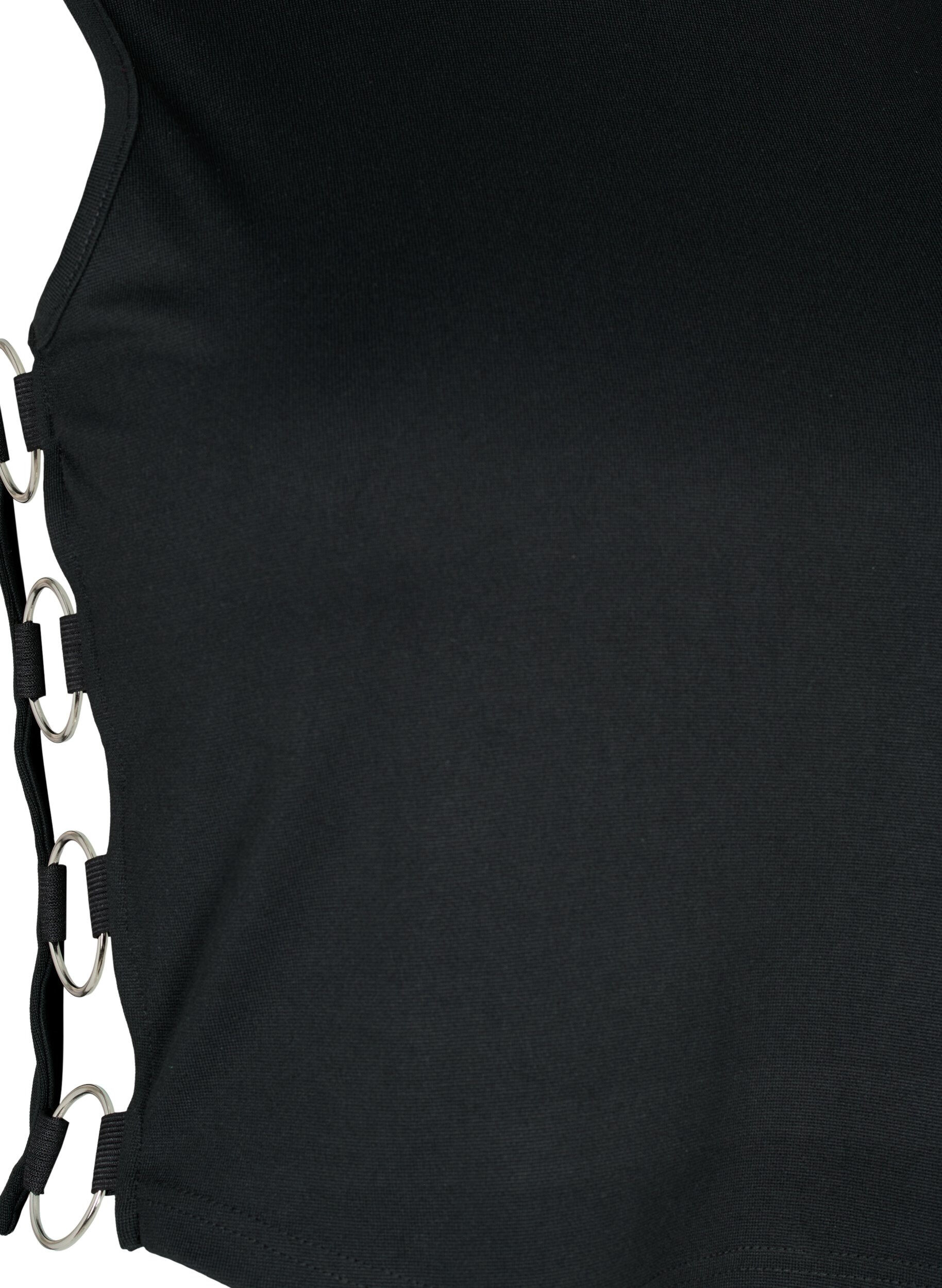 Zizzi Kort topp med &ouml;ppen detalj i sidan, Black, Packshot image number 3