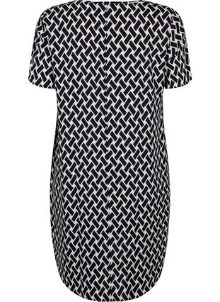 Klänning med mönster och korta ärmar, Black Graphic AOP, Packshot image number 1