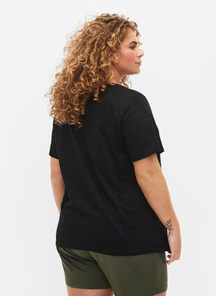 Kortärmad enkel t-shirt med v-ringning, Black, Model image number 1
