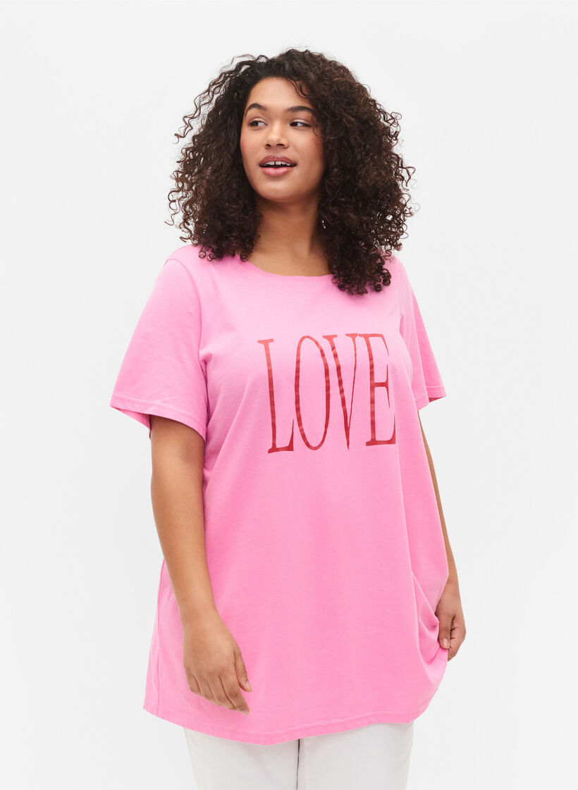 Oversized t-shirt med tryck , Rosebloom W. Love, Model