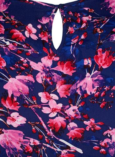Tunika i viskos med 3/4-ärmar, B. Blue/Pink Flower, Packshot image number 2